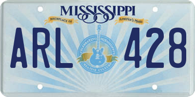 MS license plate ARL428