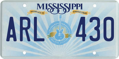 MS license plate ARL430