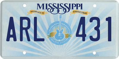 MS license plate ARL431