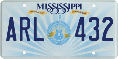MS license plate ARL432