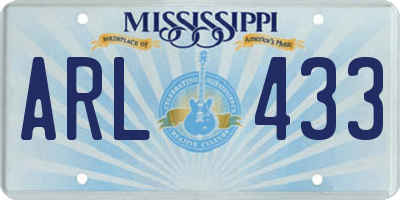 MS license plate ARL433