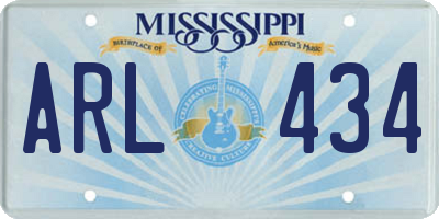 MS license plate ARL434