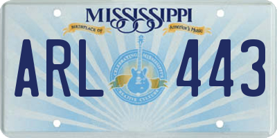 MS license plate ARL443