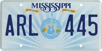 MS license plate ARL445