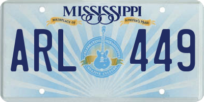 MS license plate ARL449