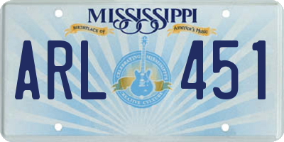 MS license plate ARL451
