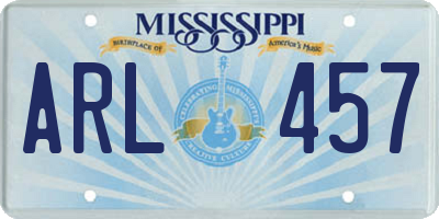 MS license plate ARL457
