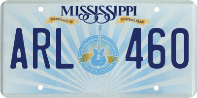 MS license plate ARL460