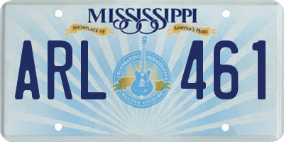 MS license plate ARL461