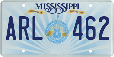 MS license plate ARL462