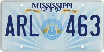 MS license plate ARL463