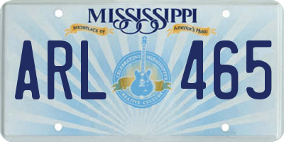 MS license plate ARL465
