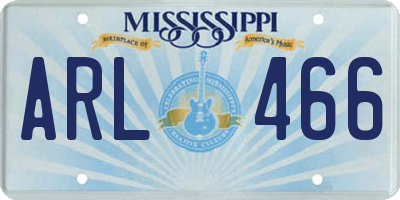 MS license plate ARL466