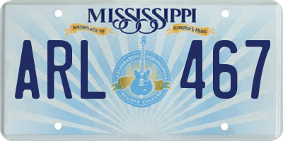 MS license plate ARL467