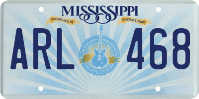MS license plate ARL468