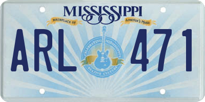 MS license plate ARL471
