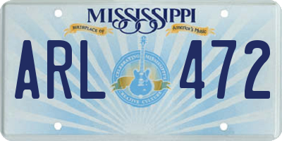MS license plate ARL472