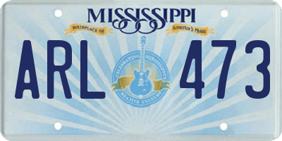 MS license plate ARL473