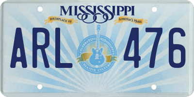 MS license plate ARL476