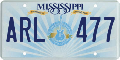 MS license plate ARL477
