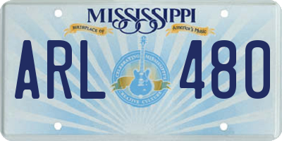 MS license plate ARL480