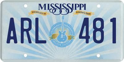 MS license plate ARL481