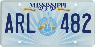 MS license plate ARL482