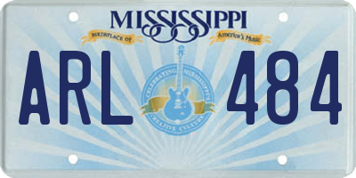MS license plate ARL484