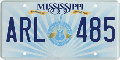 MS license plate ARL485