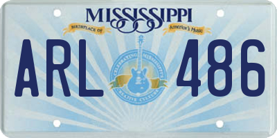MS license plate ARL486