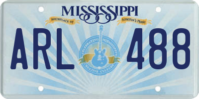 MS license plate ARL488