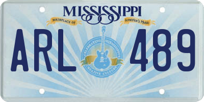 MS license plate ARL489