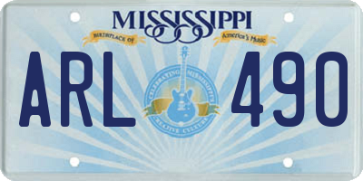 MS license plate ARL490