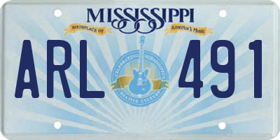 MS license plate ARL491