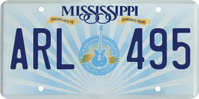 MS license plate ARL495