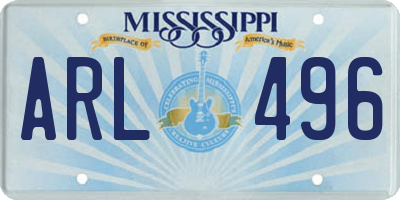 MS license plate ARL496