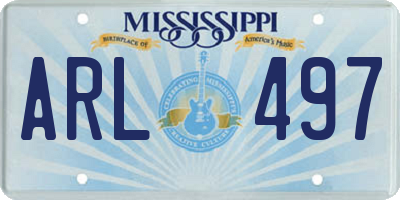 MS license plate ARL497