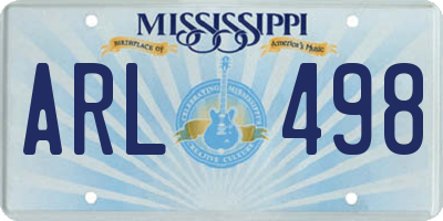 MS license plate ARL498