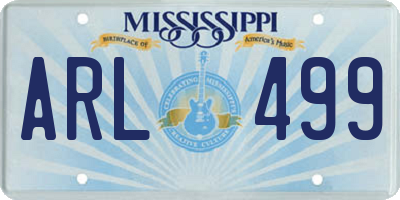 MS license plate ARL499