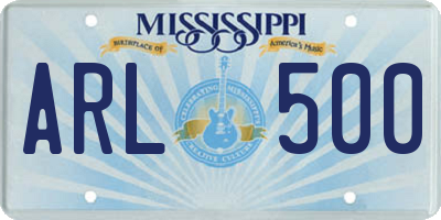 MS license plate ARL500