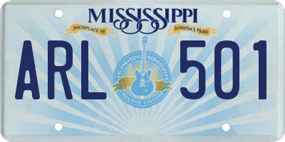 MS license plate ARL501