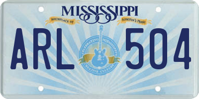 MS license plate ARL504