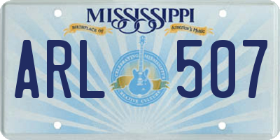MS license plate ARL507
