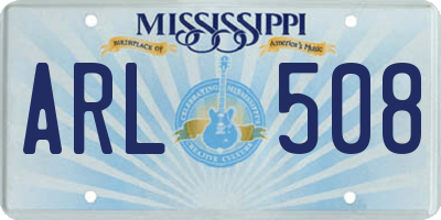 MS license plate ARL508
