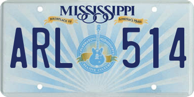 MS license plate ARL514