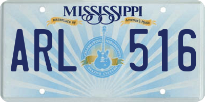MS license plate ARL516