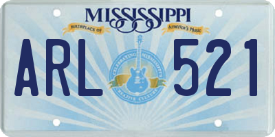 MS license plate ARL521