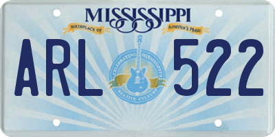 MS license plate ARL522