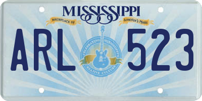 MS license plate ARL523