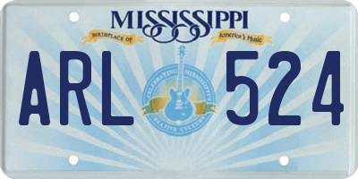 MS license plate ARL524